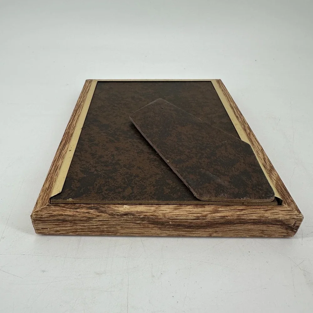 Vintage Rustic Wood Grain Picture Frame 5x7 Gold Tone Trim Tabletop
